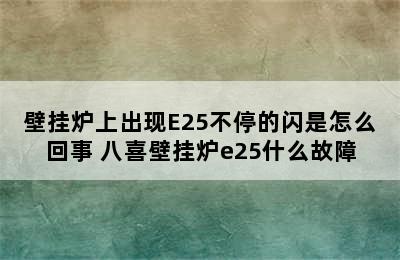 壁挂炉上出现E25不停的闪是怎么回事 八喜壁挂炉e25什么故障